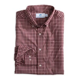 NWT Southern Tide Men's Intercostal Ardmore Red Plaid Bordeaux Shirt Medium